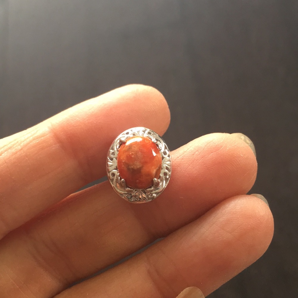 .925 sterling silver Orange gemstone earrings - Picture 8 of 8